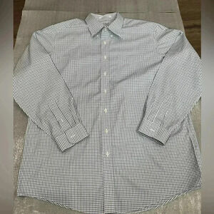 [17]LL Bean Blue Mini Check Oxford  Wrinkle Resistant Dress Shirt